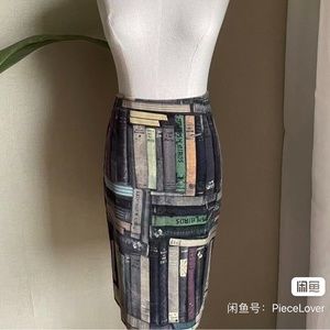 Paul Smith book print velvet pencil skirt